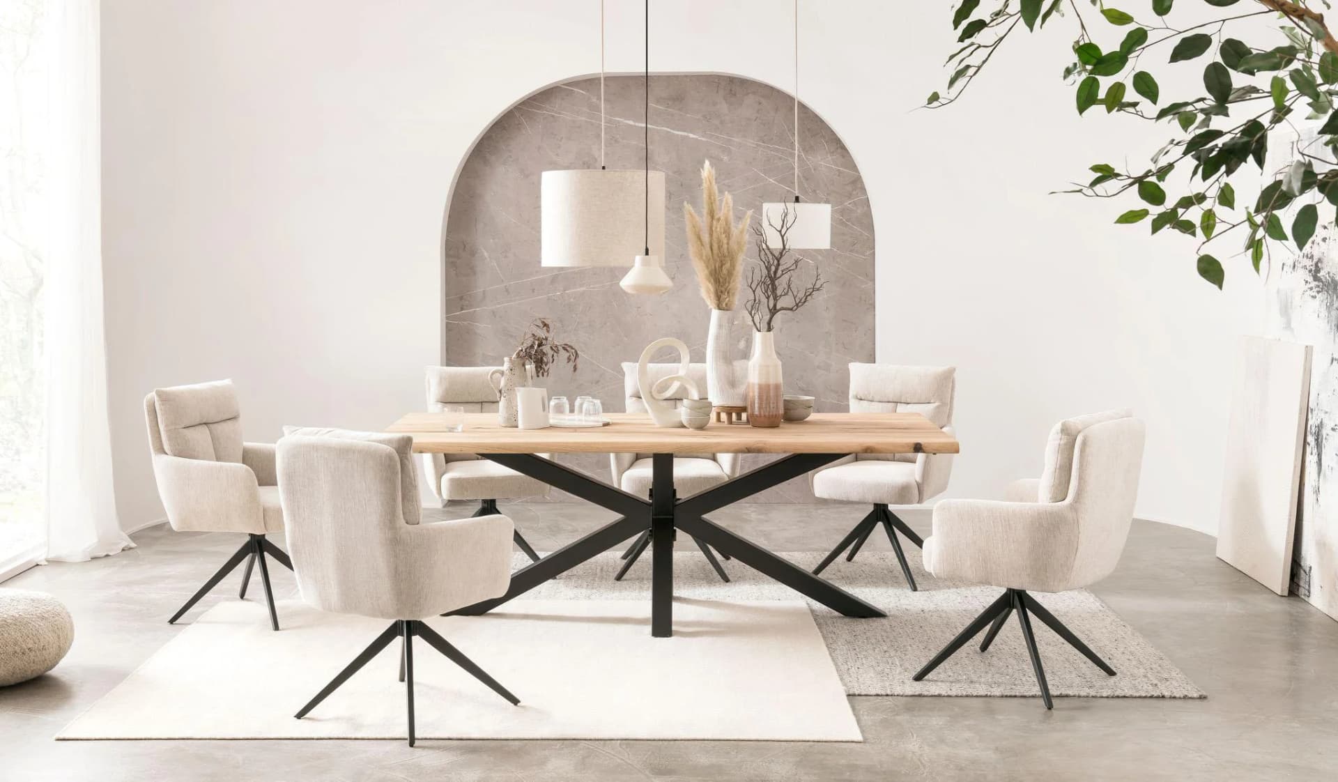 Home Affaire Esstisch Hudson Eiche massiv schwarz