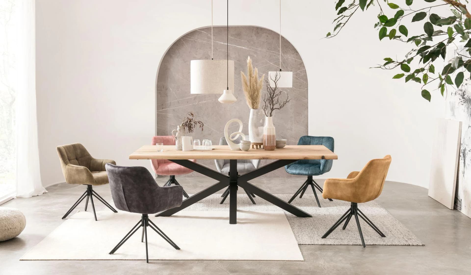 HOME AFFAIRE Esstisch Hudson Beige Massivholz Eiche