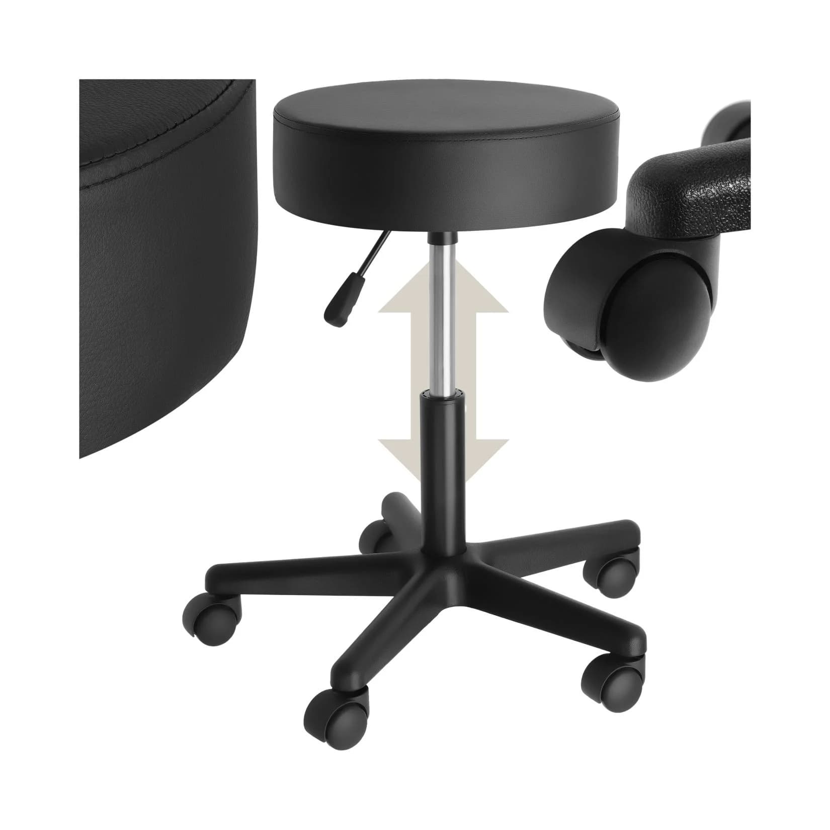 TecTake Rollhocker höhenverstellbar 360° drehbar Kunstleder