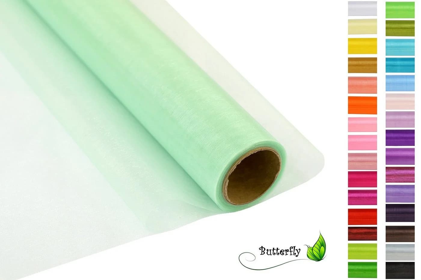 Creativery Organza Stoff Rolle Grün 16cm x 9m Glitzer