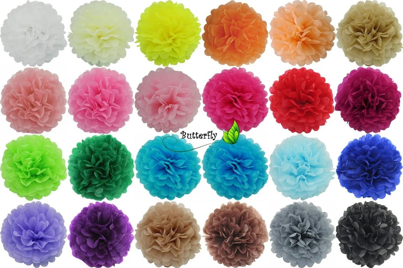 Creativery 10er Set Papier Pompons 25cm Rot Seidenpapier