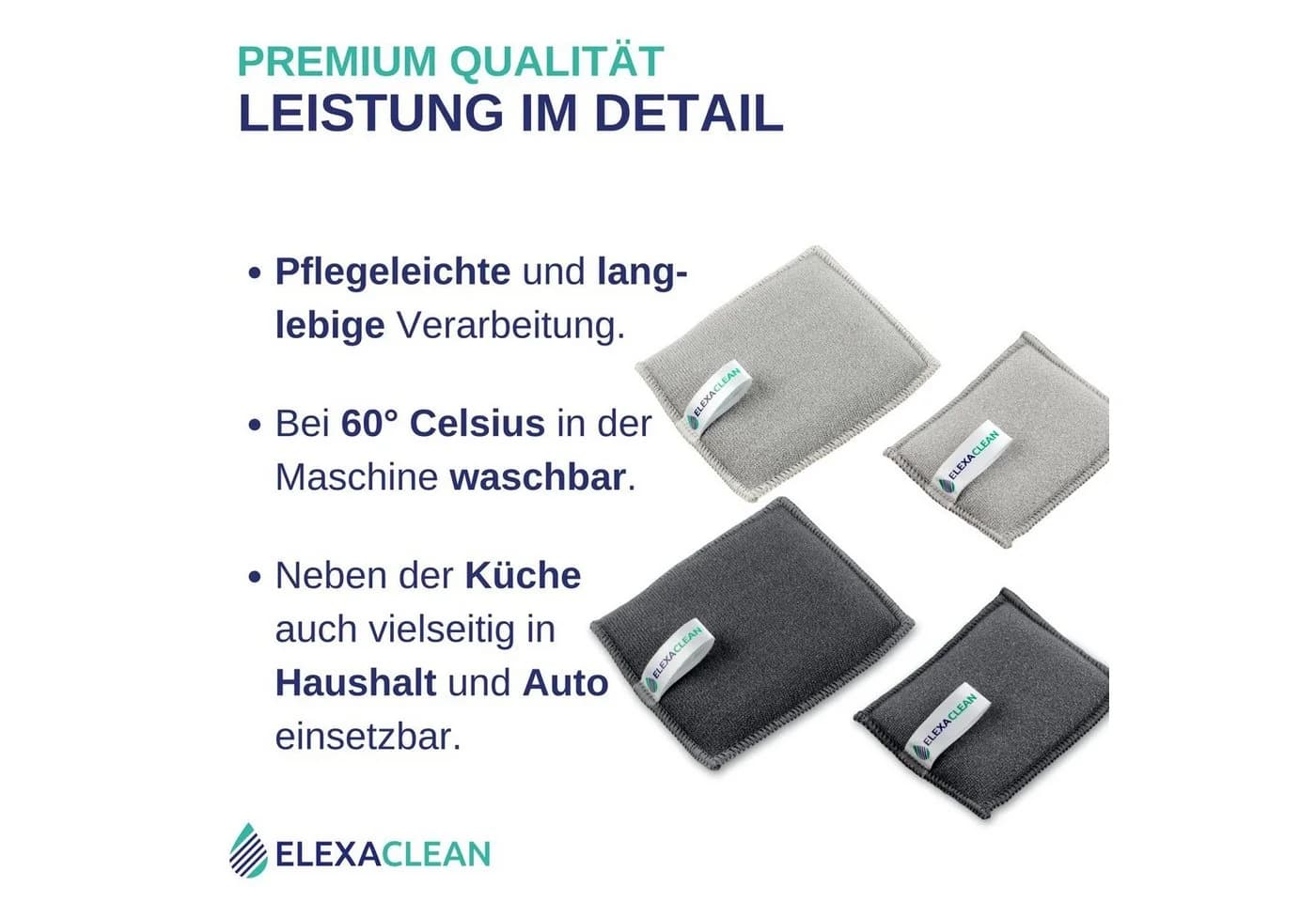 ELEXACLEAN Geschirrschwamm 6er Set Waschbar Anthrazit