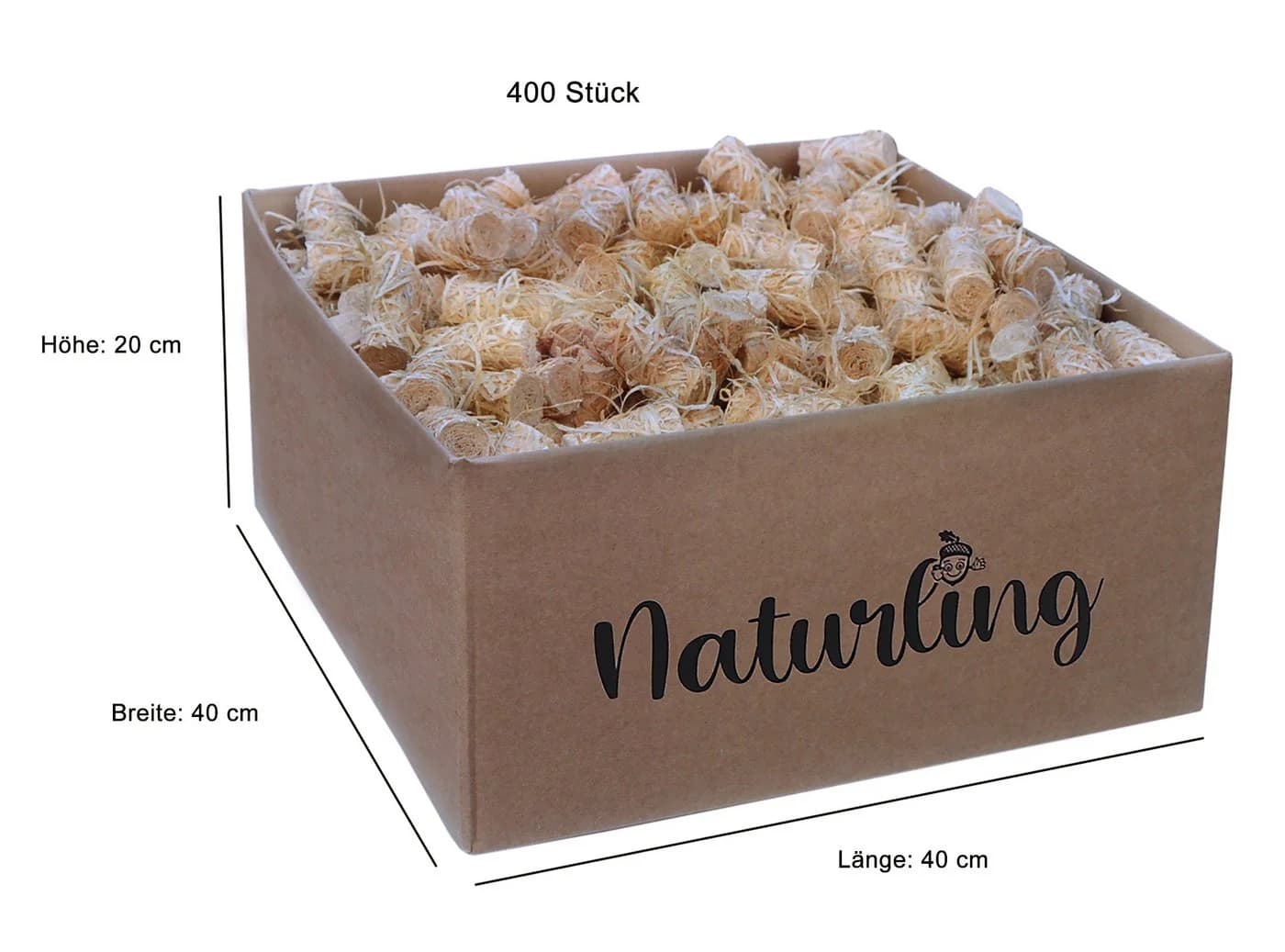naturling Grillanzünder Holzwolle gewachst, 5 kg, 400 St. Bio-Kaminstarter