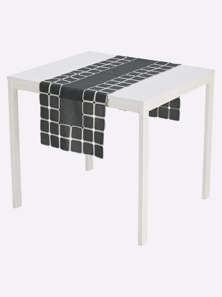 Witt Tischdecke Grau Quadrat Kurbelstickerei