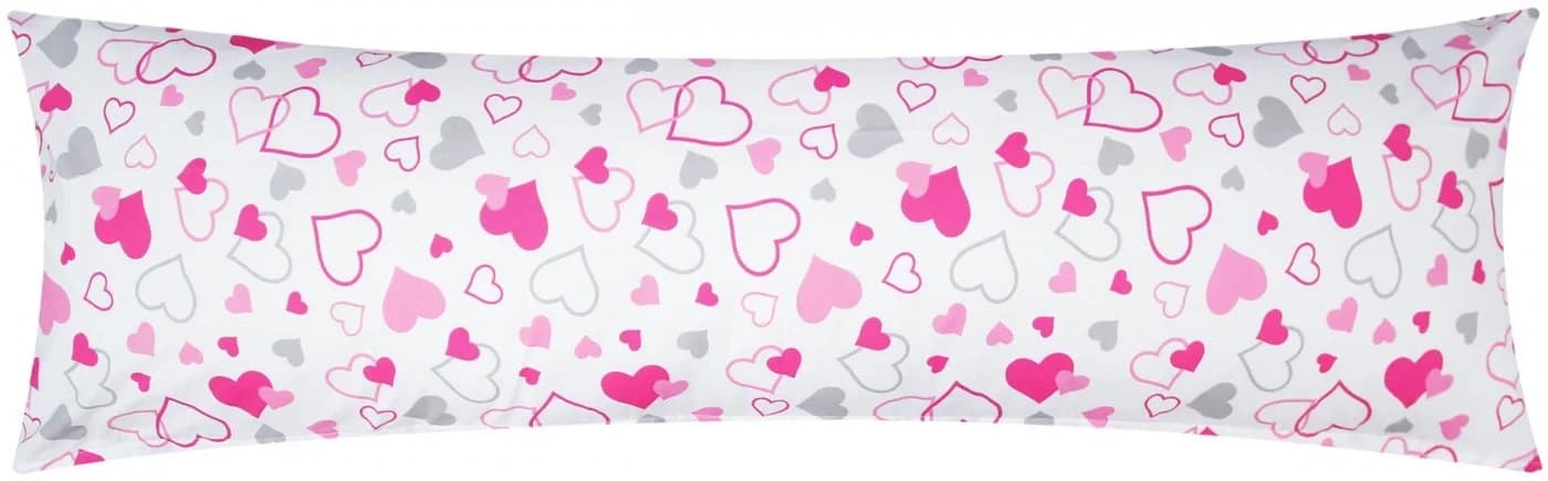 Heubergshop Seitenschläferkissenbezug 40x145cm Weiß Herzen