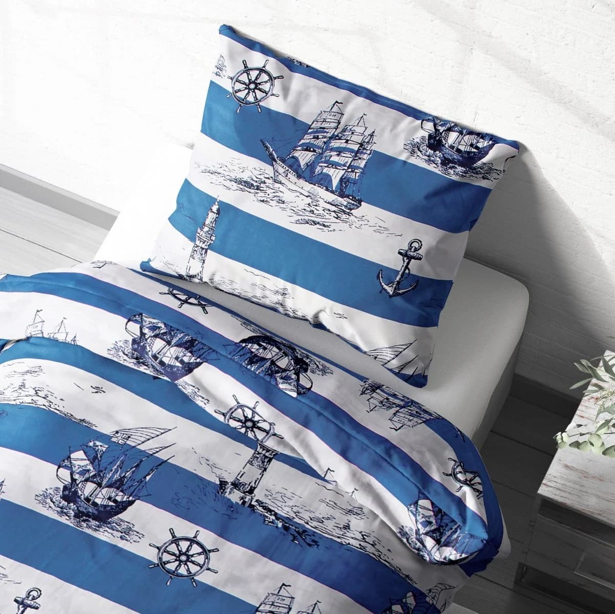 Heubergshop Bettwäsche Renforcé 2-tlg. Leuchtturm Maritime Anker Schiff