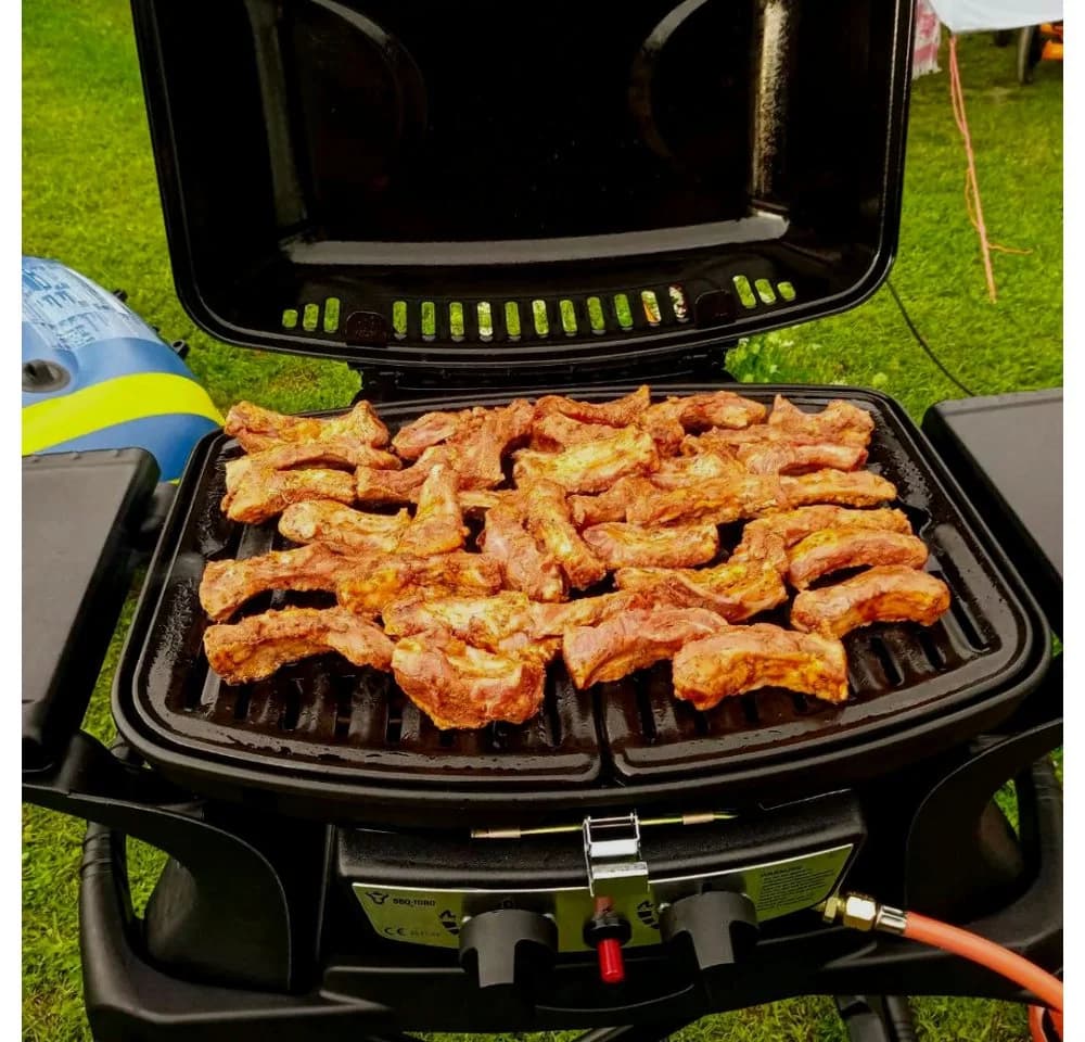 BBQ-Toro Tragbarer Tischgasgrill 2 Brenner Schwarz
