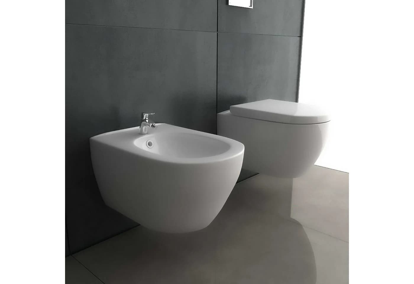 Alpenberger Bidet Komplet Set mit Hänge WC Spülrandlos