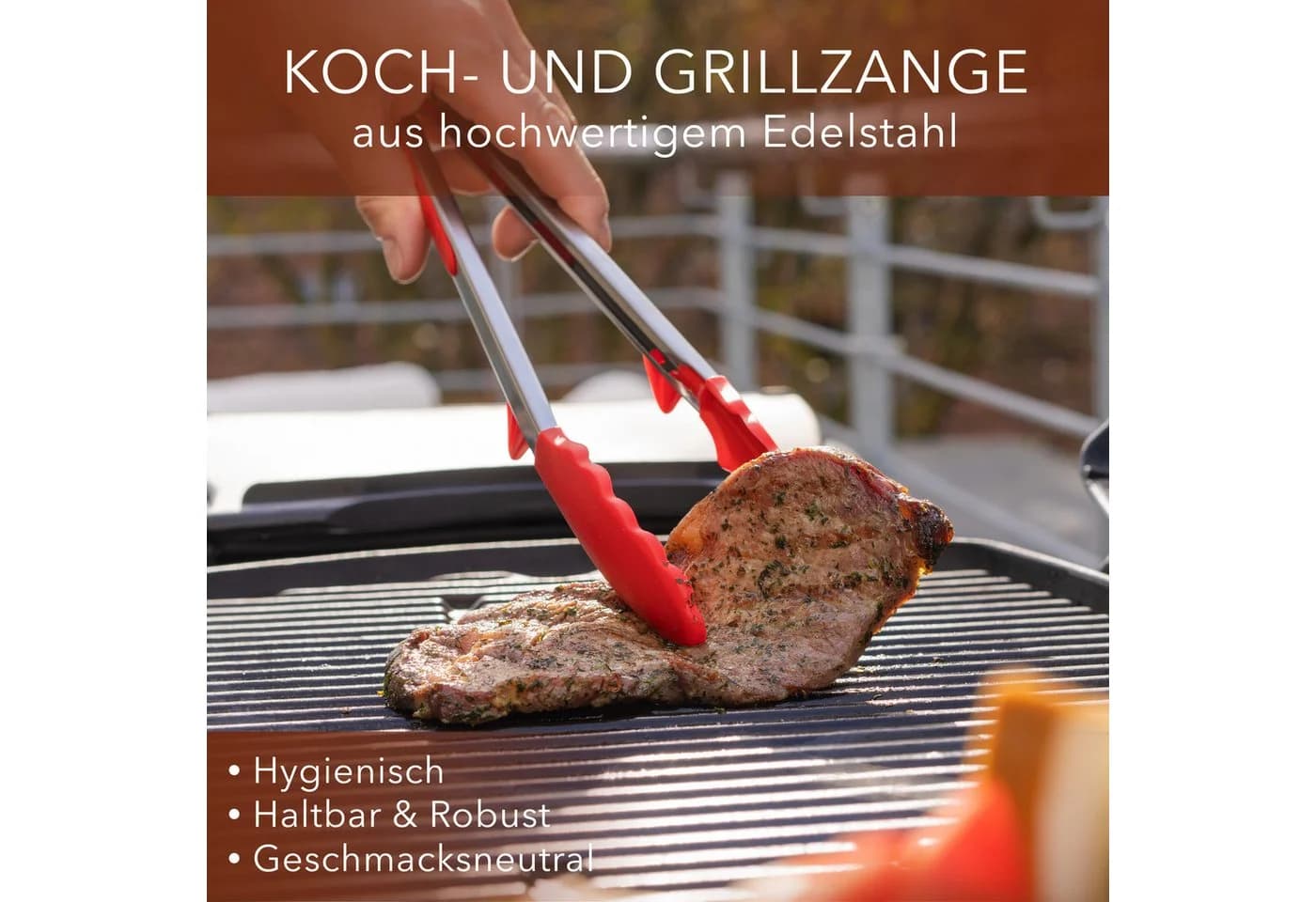 AVANA Kochzange 2er-Set Edelstahl Silikon Rot mit Standfuß
