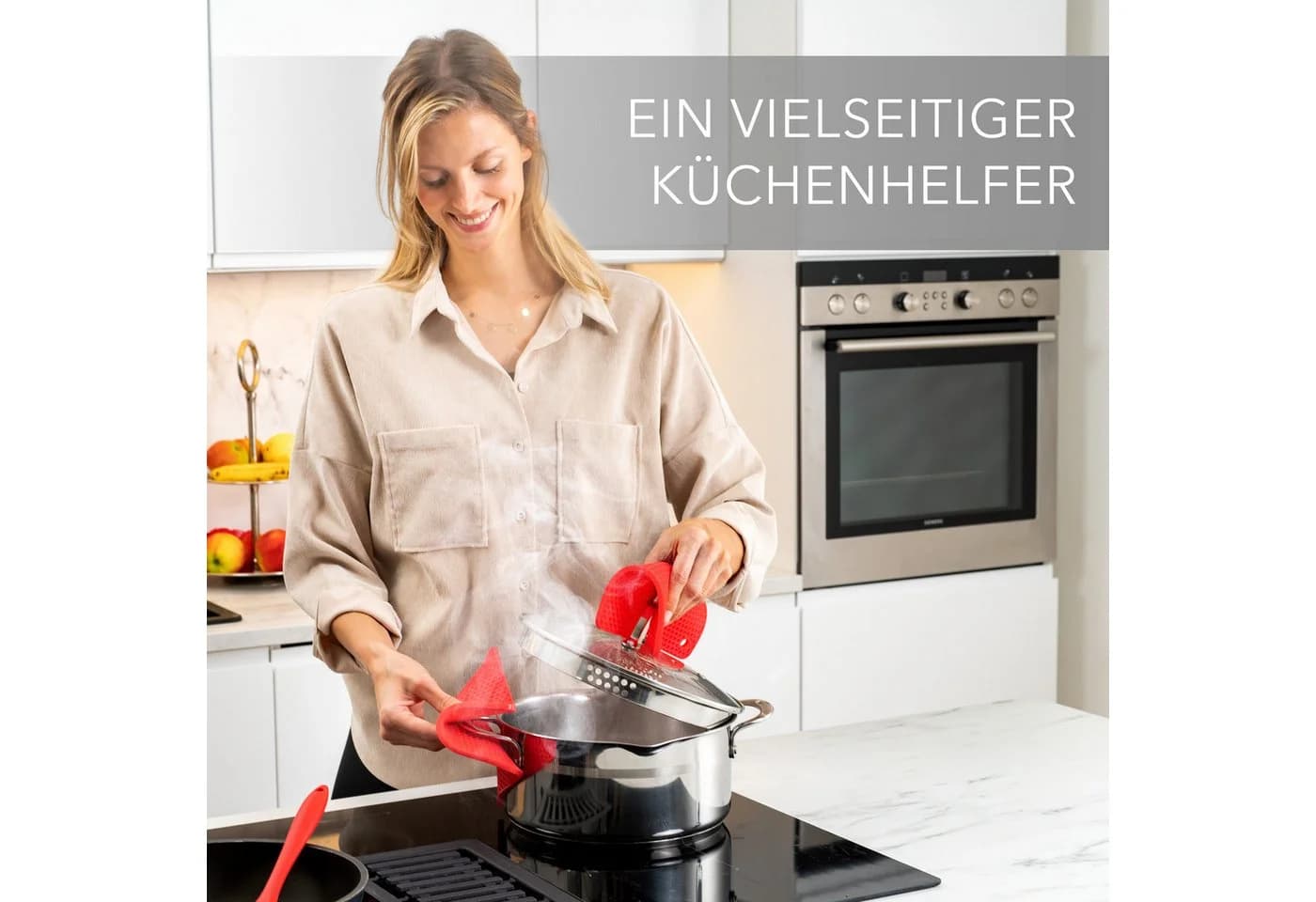 AVANA Topfuntersetzer Silikon 4er Set Rot Wabenmuster