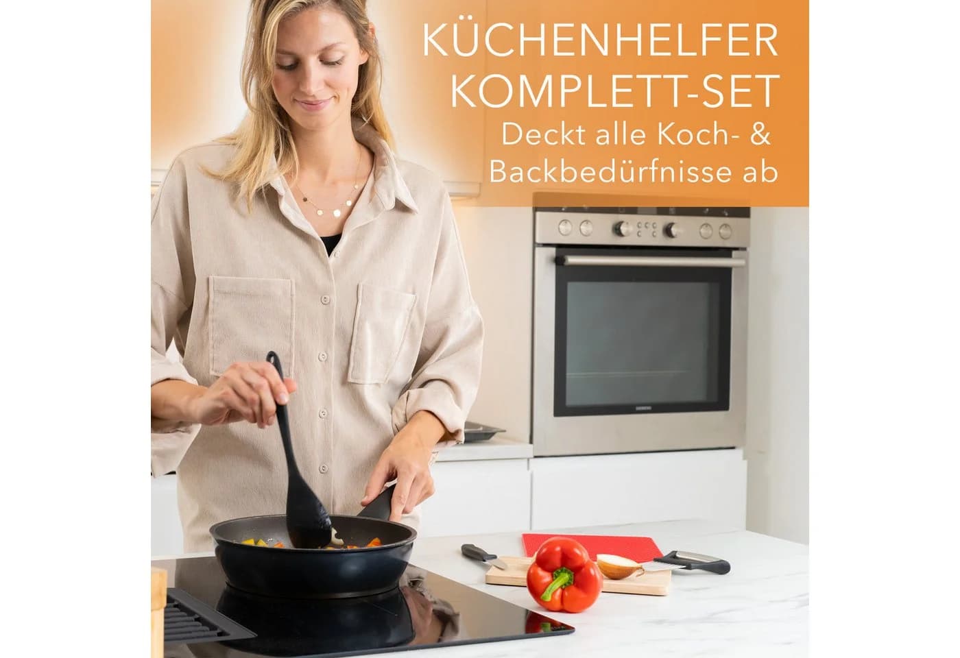 AVANA 10-tlg. Silikon Kochbesteck-Set Schwarz Hitzebeständig