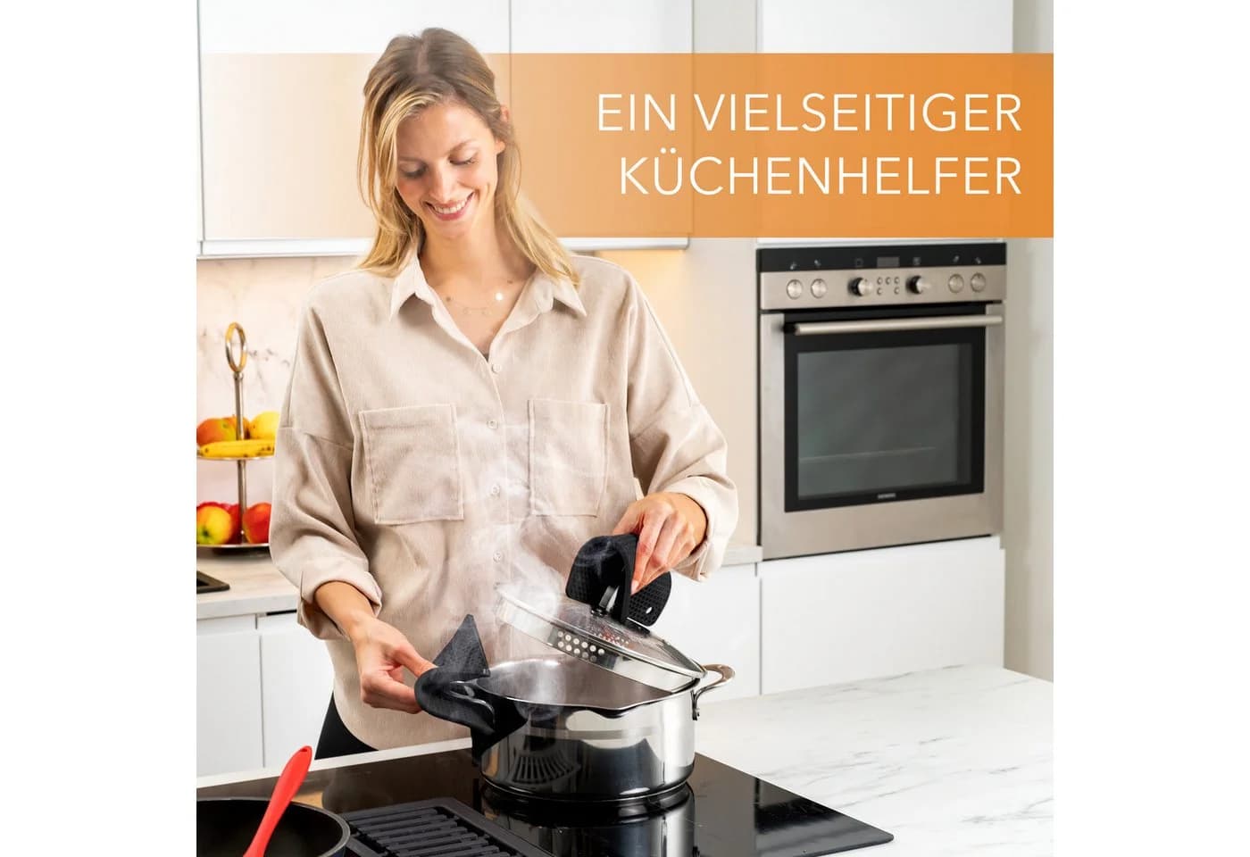 AVANA Topfuntersetzer Silikon 4er Set Schwarz Wabenmuster
