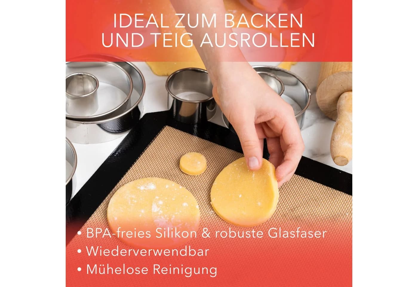 AVANA Backmatte Silikon 3er Set Schwarz Antihaft