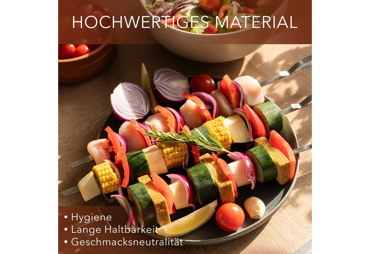 AVANA Grillspieß-Set 10-tlg. Edelstahl 43cm Silber