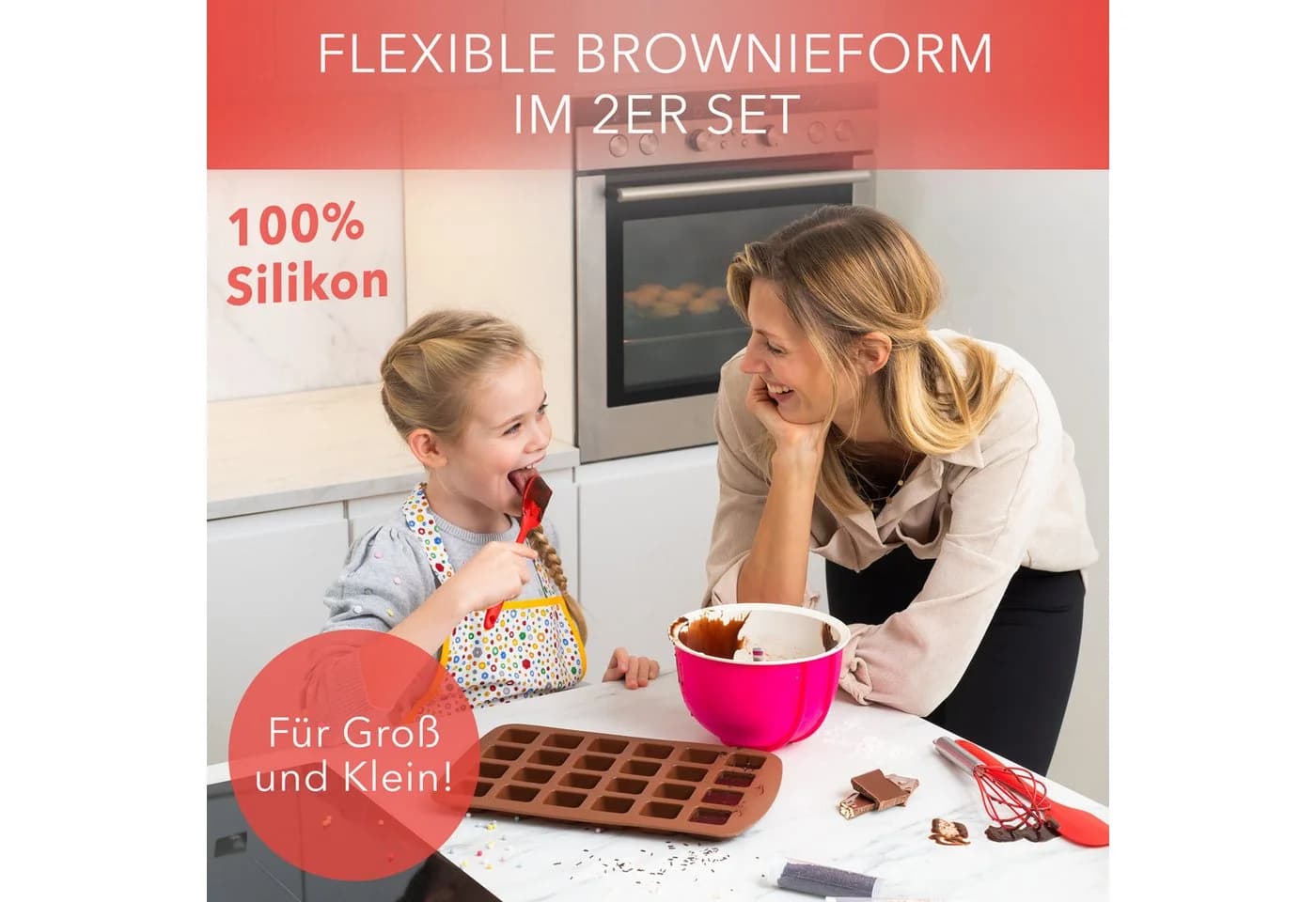 AVANA Silikon Brownieform 24er Set Antihaft BPA-frei Braun