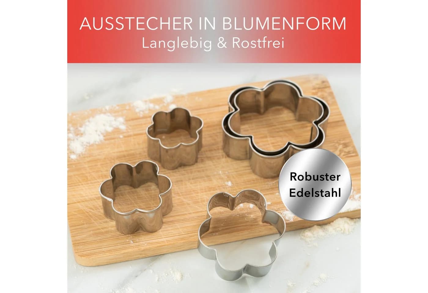 AVANA Blumen Ausstecher Set 5-tlg. Edelstahl Silber