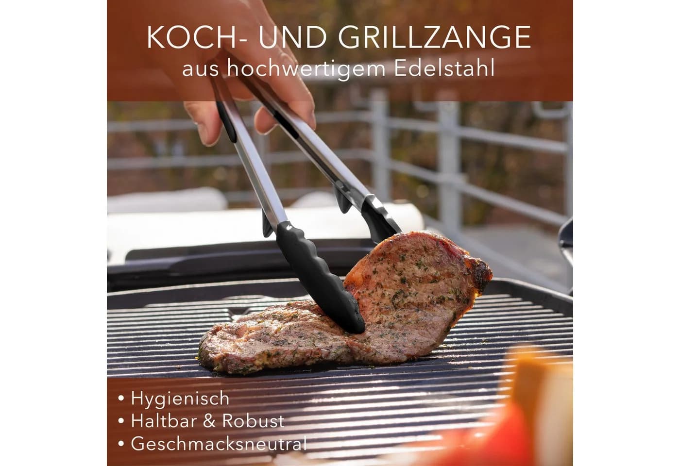 AVANA Kochzange Edelstahl Silikon 2er Set mit Standfuß Schwarz