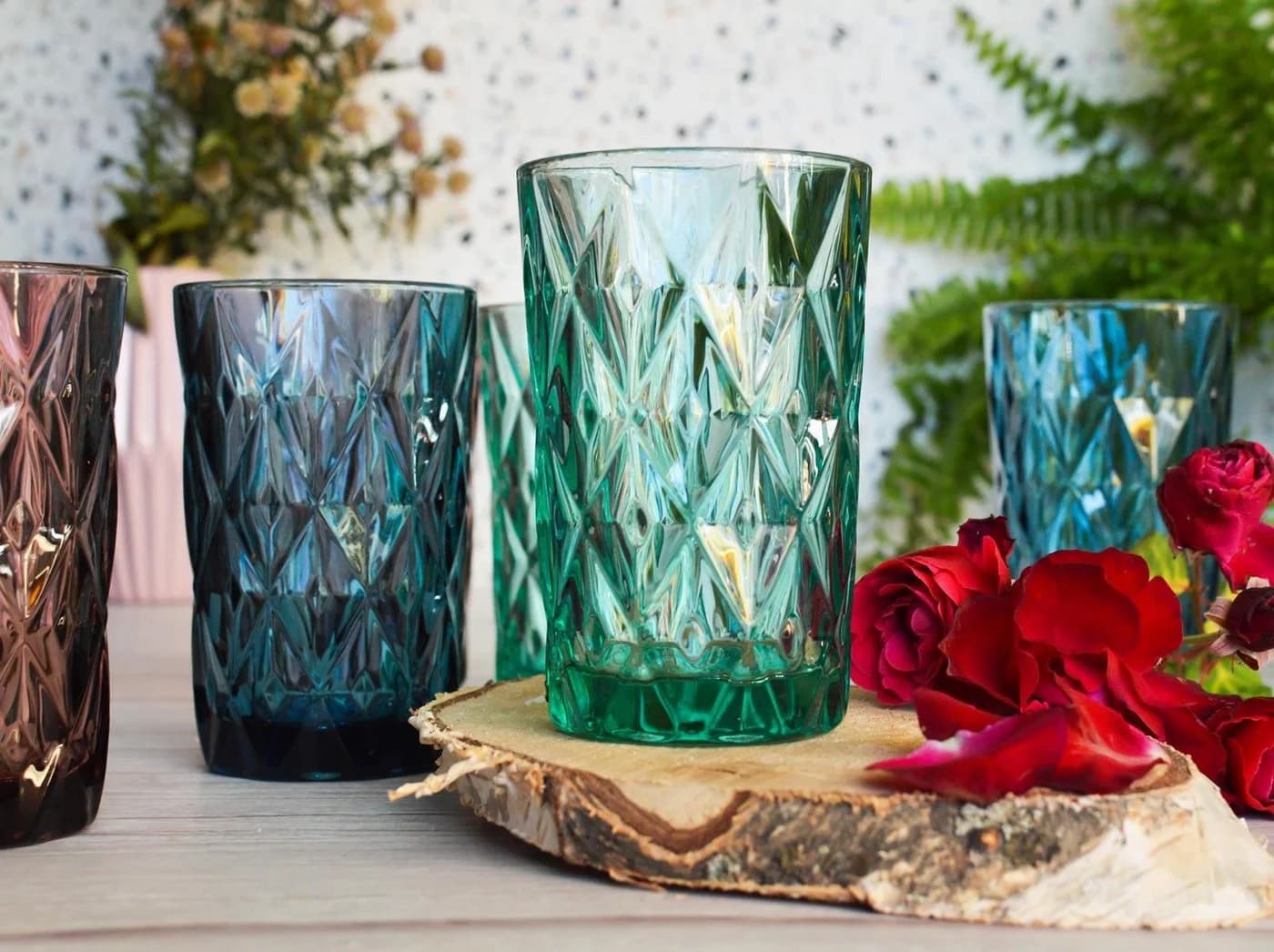 Sendez Longdrinkglas Set 6-teilig Bunt Glas 350ml
