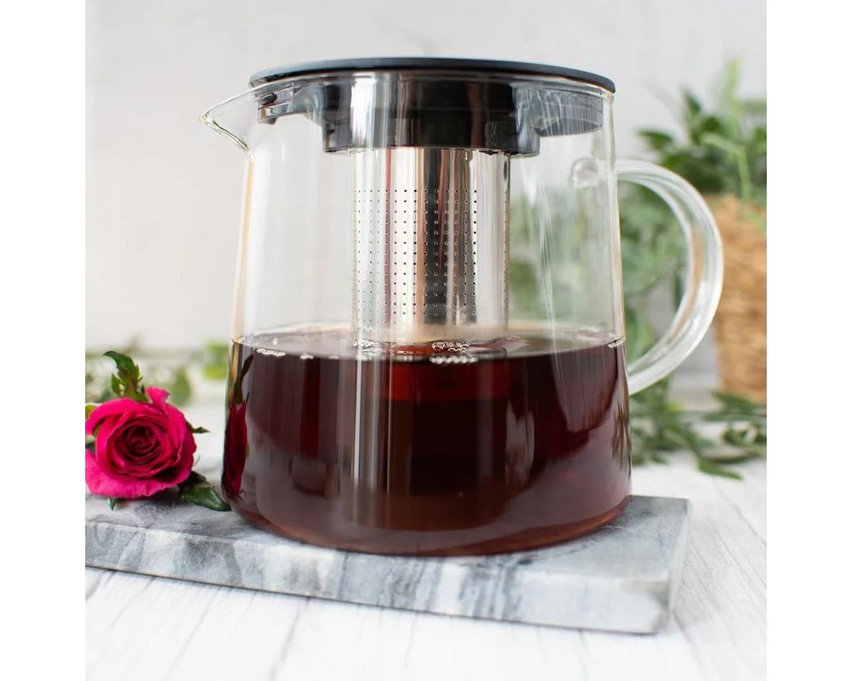 Sendez Teekanne 1,2L Borosilikatglas mit Edelstahlsieb