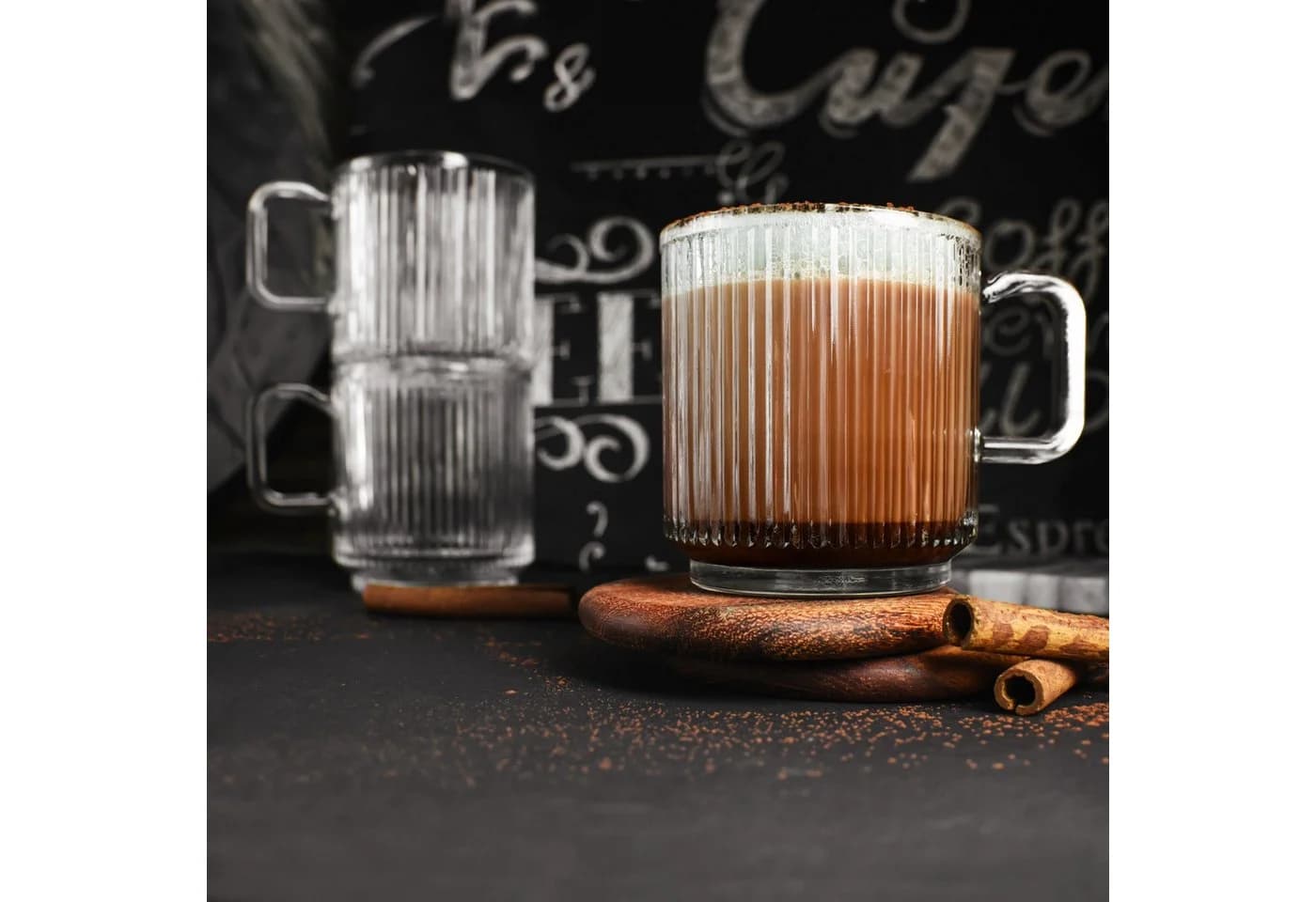SendeZ Kaffeegläser 6-tlg. 360 ml mit Henkel, stapelbar, Glas