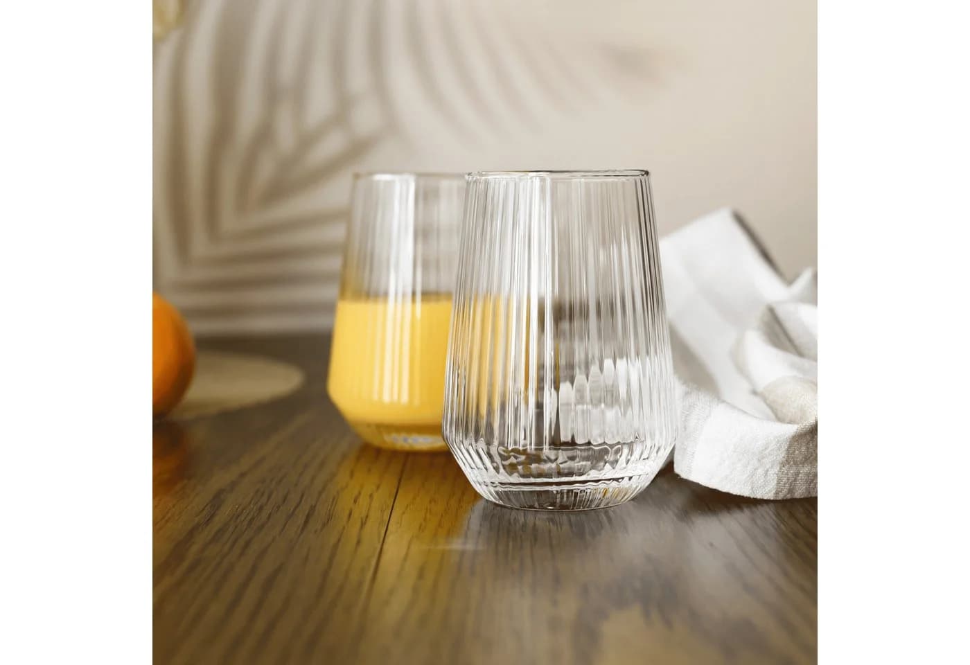 Sendez Longdrinkglas 6er Set 400 ml geriffelt Glas transparent