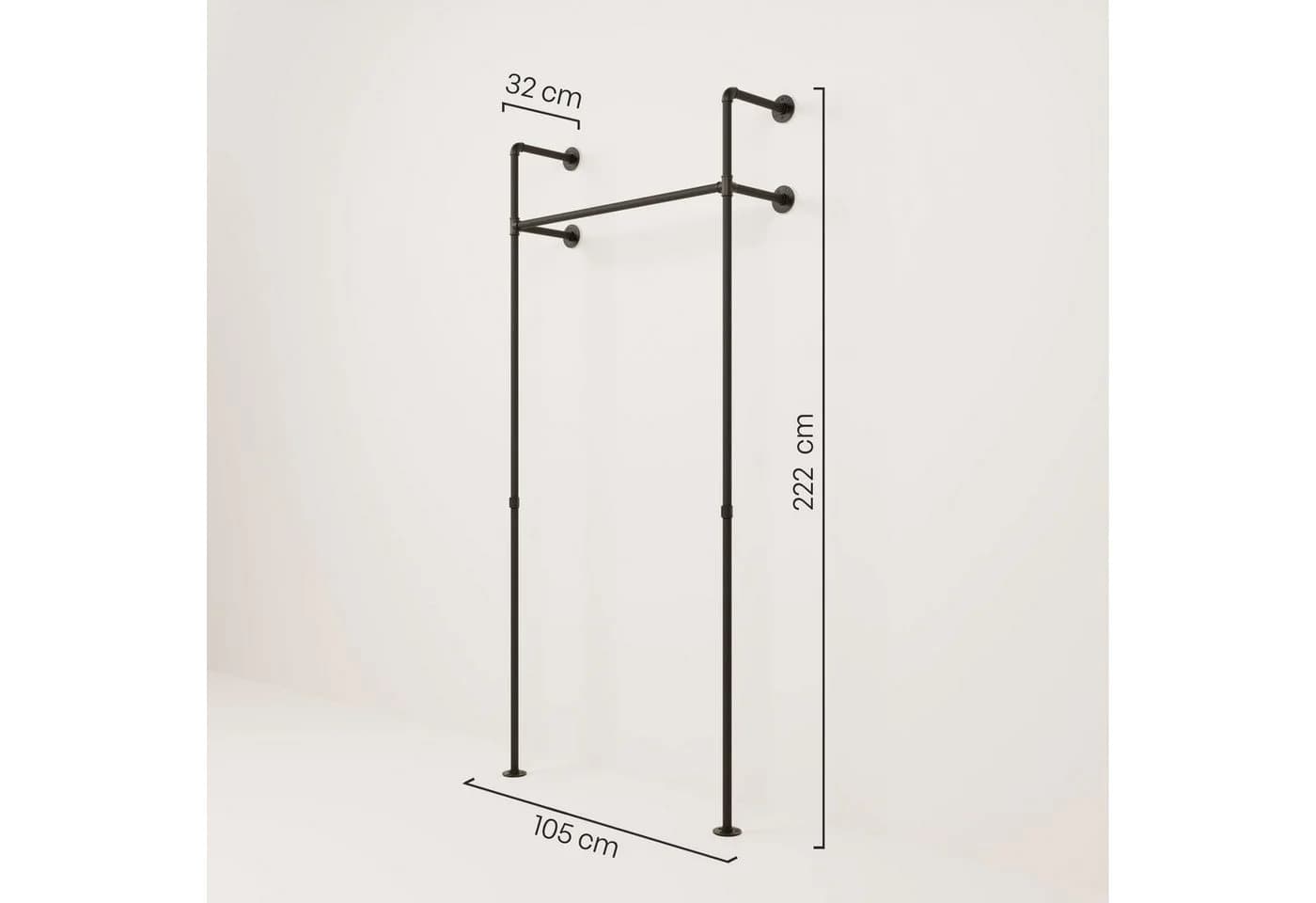 pamo. design Kleiderständer KIM Wandmontage Schwarz Industrial Design