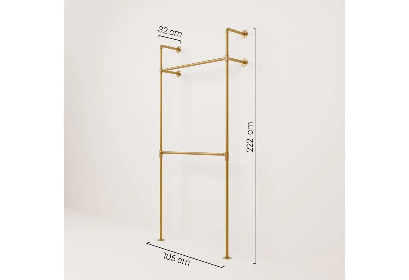 pamo. design Kleiderständer KIM DOUBLE Industrial Wandmontage