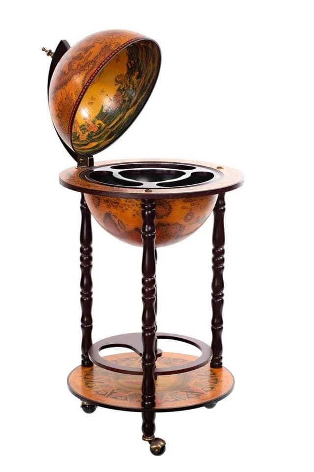 BIRENDY Barwagen Globusbar Antikbraun Eukalyptus