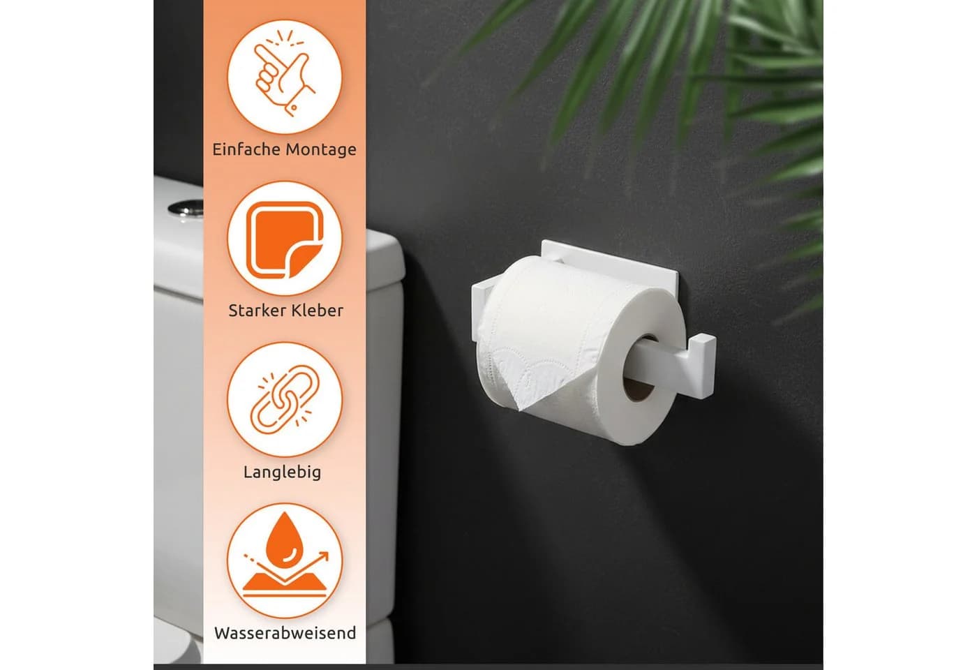 ECENCE Toilettenpapierhalter selbstklebend Edelstahl 304 Weiß