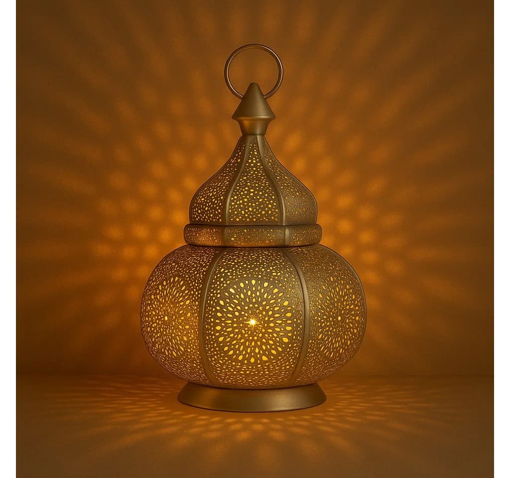 Marrakesch Orient & Mediterran Interior Orientalische Laterne Ziva Silberfarben mit Goldener Innenfläche 30cm