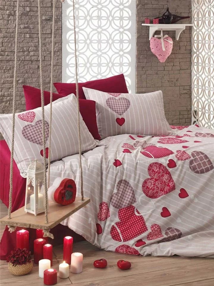 ROLFNERS Bettwäsche Heart Rot 100% Baumwolle