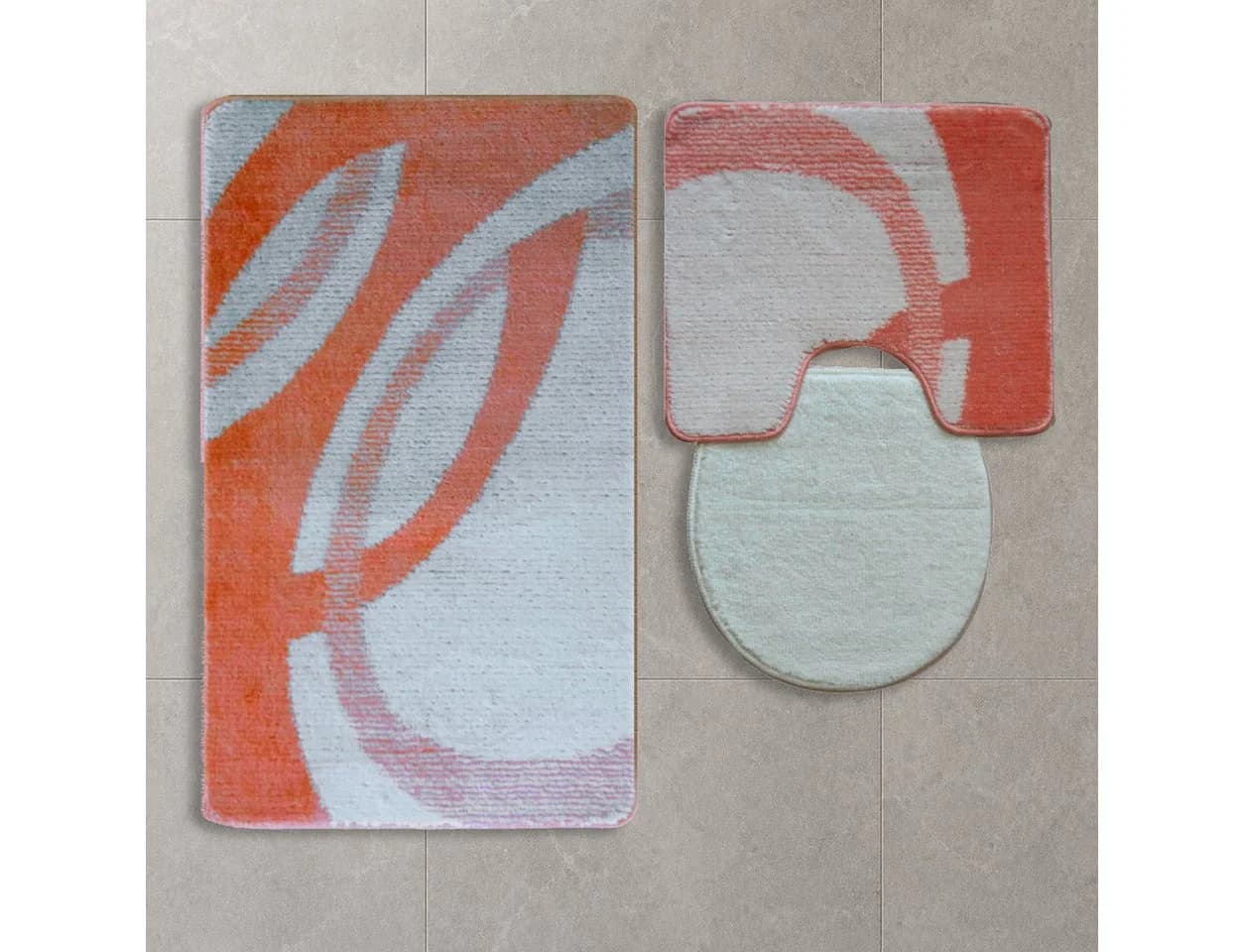ROLFNERS Badteppich Set 3-tlg. Orange Polypropylen Rutschfest