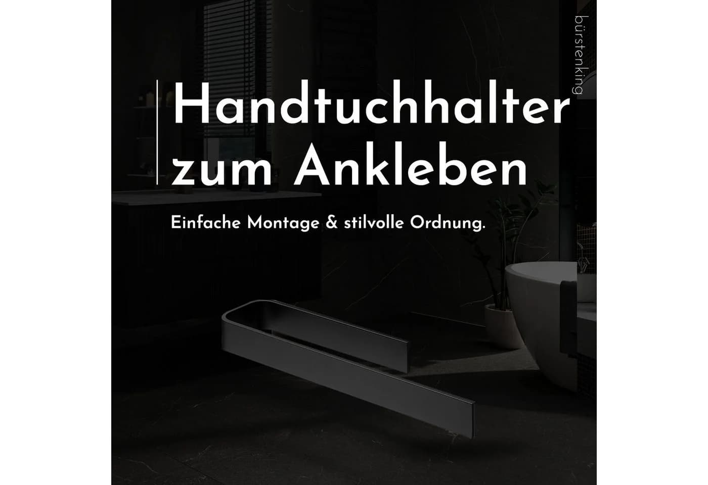 Bürstenking Handtuchhalter selbstklebend ohne Bohren 33/39 cm Aluminium
