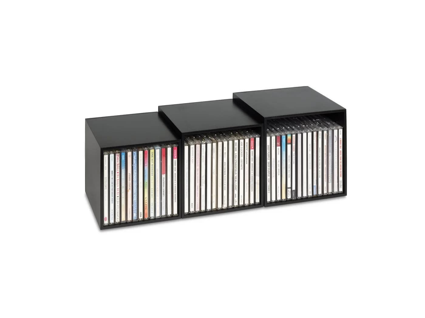 Cubix CD-Boxen Schwarz 3-tlg. Aufbewahrungsboxen Holz