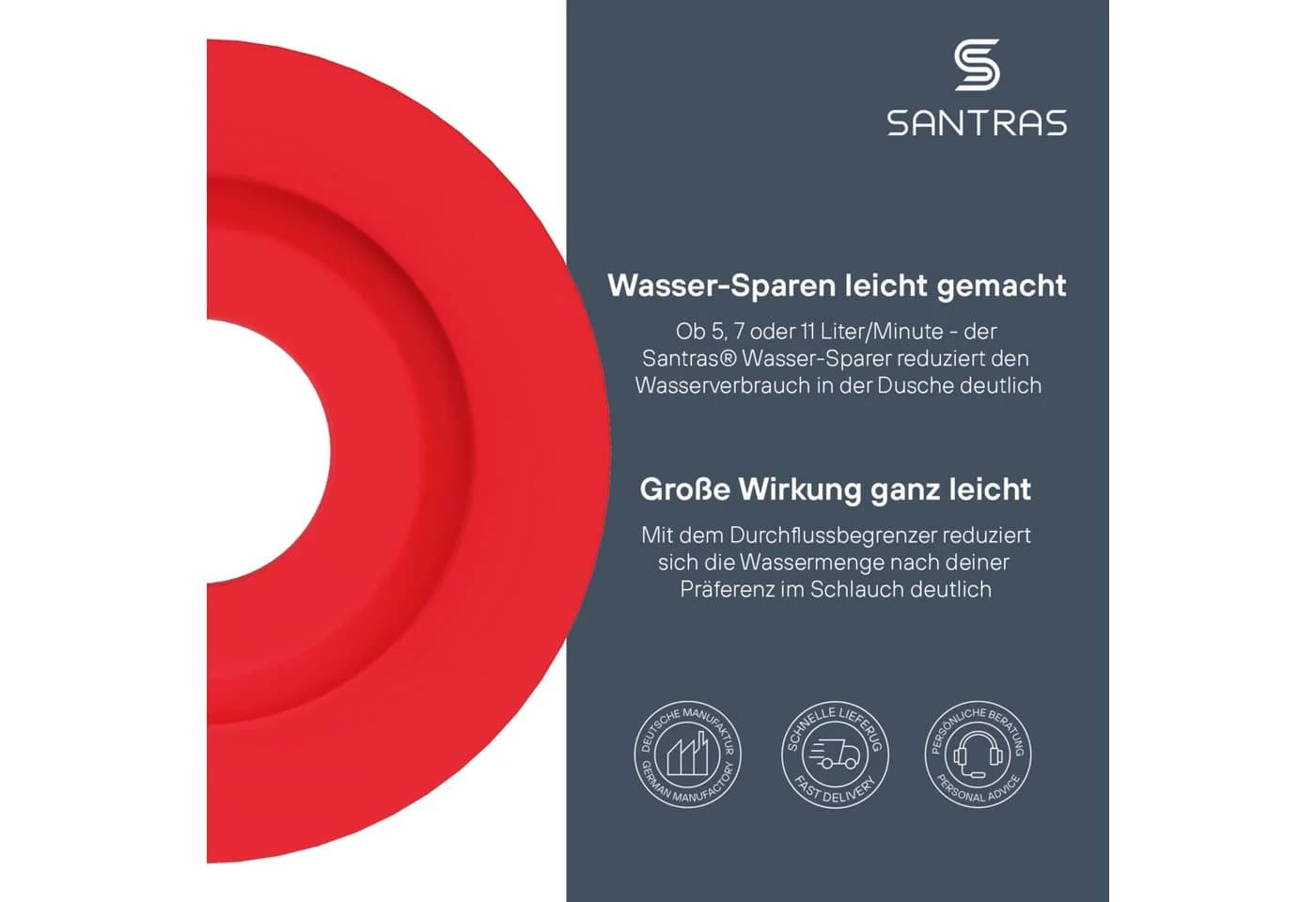 Santras Brauseschlauch Durchflussbegrenzer Set 3-teilig Wasser sparen