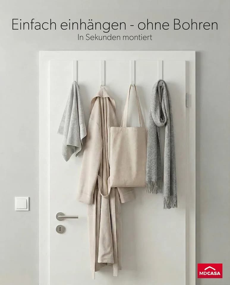MDCASA Premium Türhaken Set 4-tlg. Edelstahl
