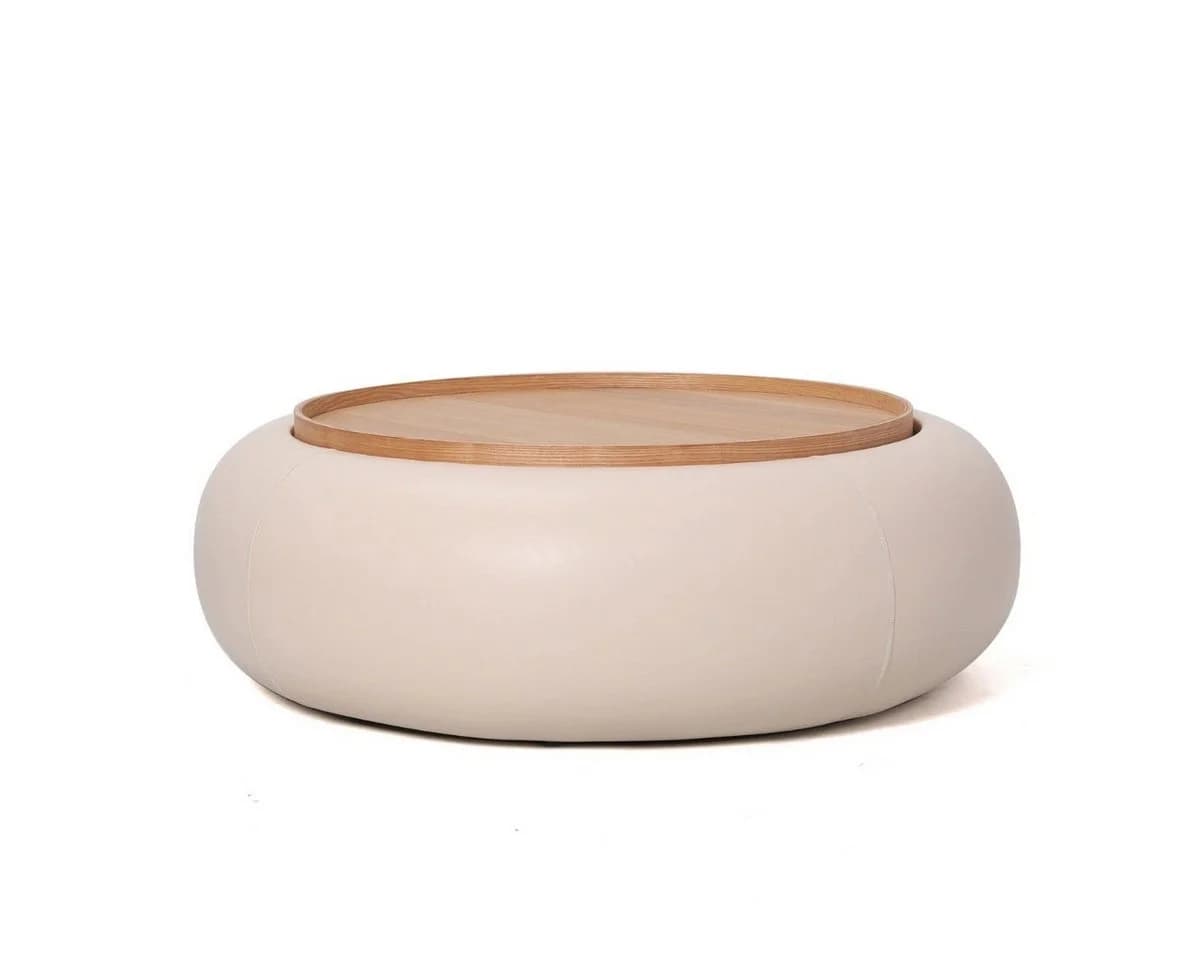LEVEN Lifestyle Couchtisch LOVANI Beige Rund mit Stauraum
