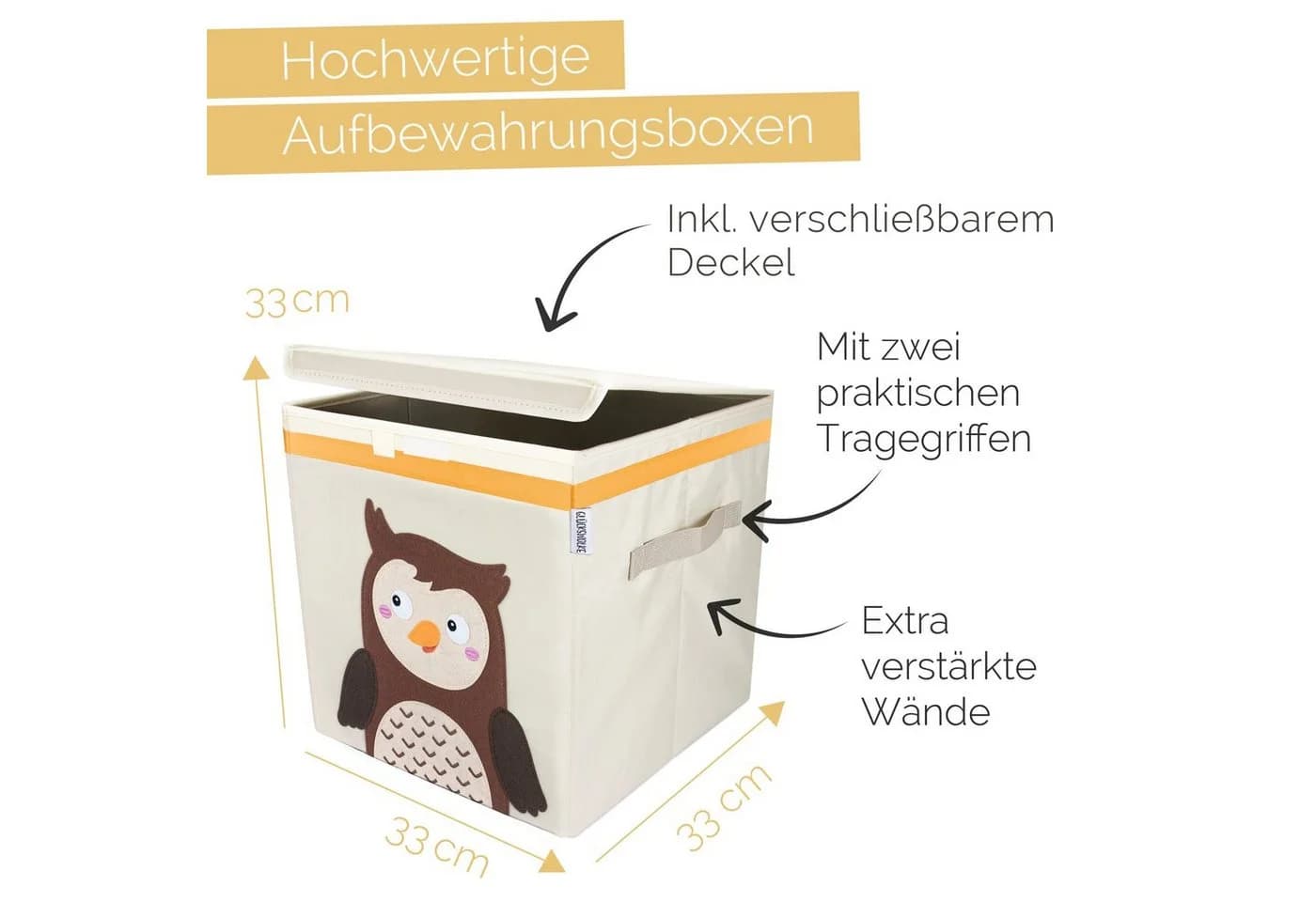 GLÜCKSWOLKE Aufbewahrungsbox Kinder Filz-Motiv mit Deckel