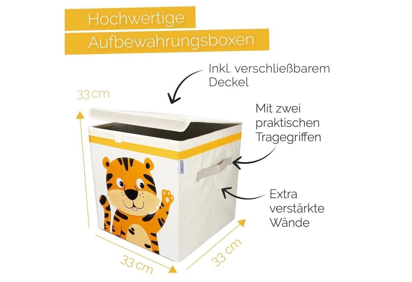 GLÜCKSWOLKE Aufbewahrungsbox Kinder - 15 Motive Spielzeugkiste mit Deckel