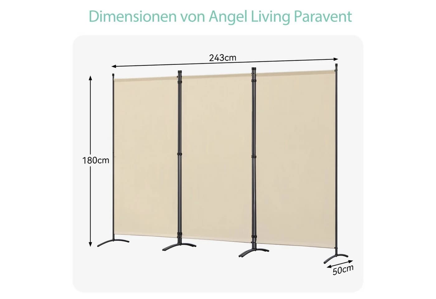 Angel Living 3-teiliger Paravent Raumteiler Sichtschutz Stahl Polyester