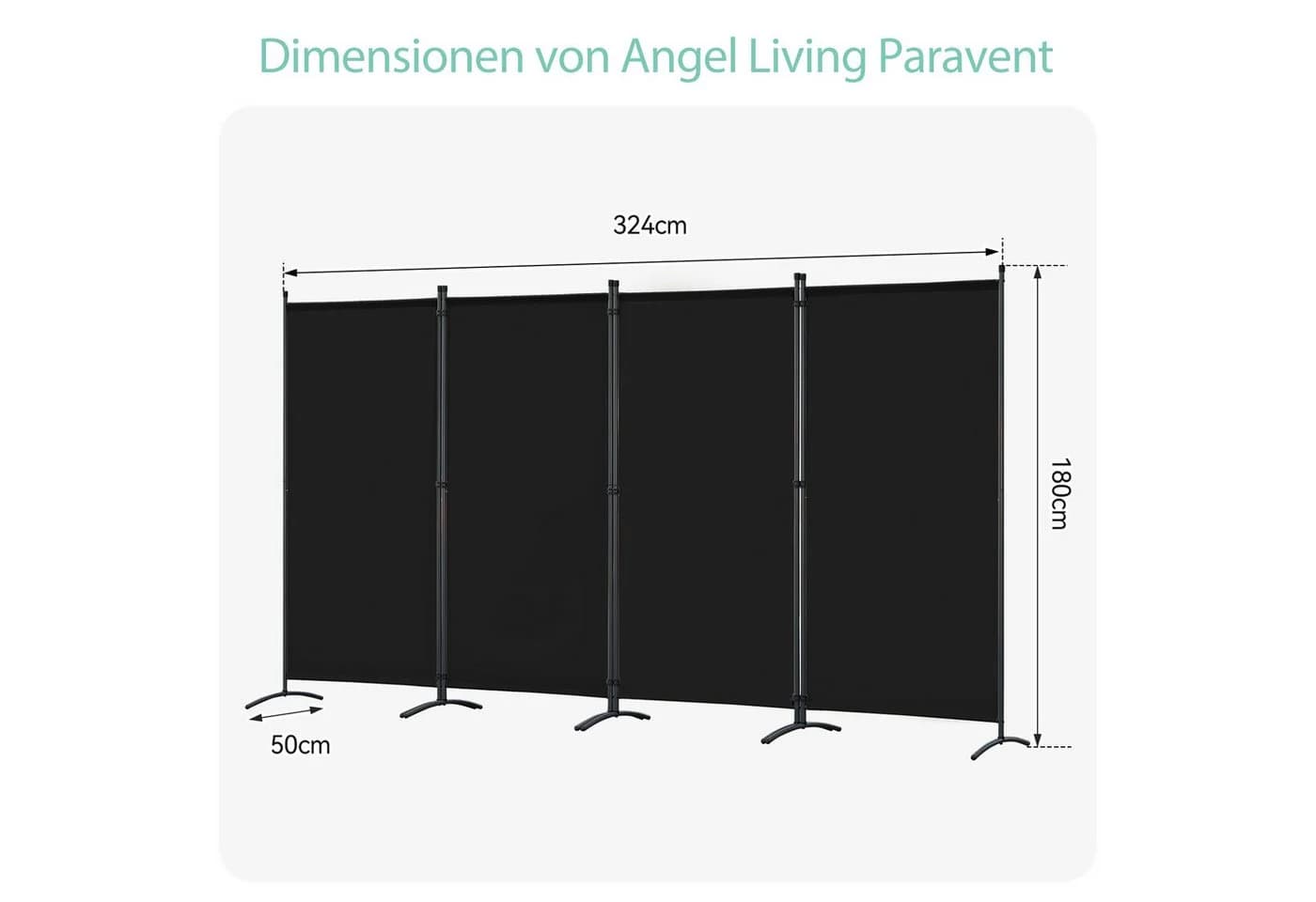Angel Living 4-teiliger Paravent Raumteiler Sichtschutz Stahl Polyester