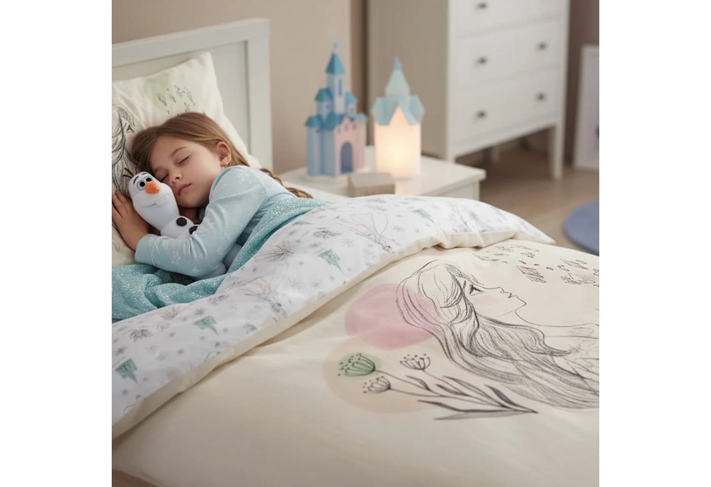 MTOnlinehandel Kinderbettwäsche Disney Frozen 135x200 + 80x80 cm Renforcé