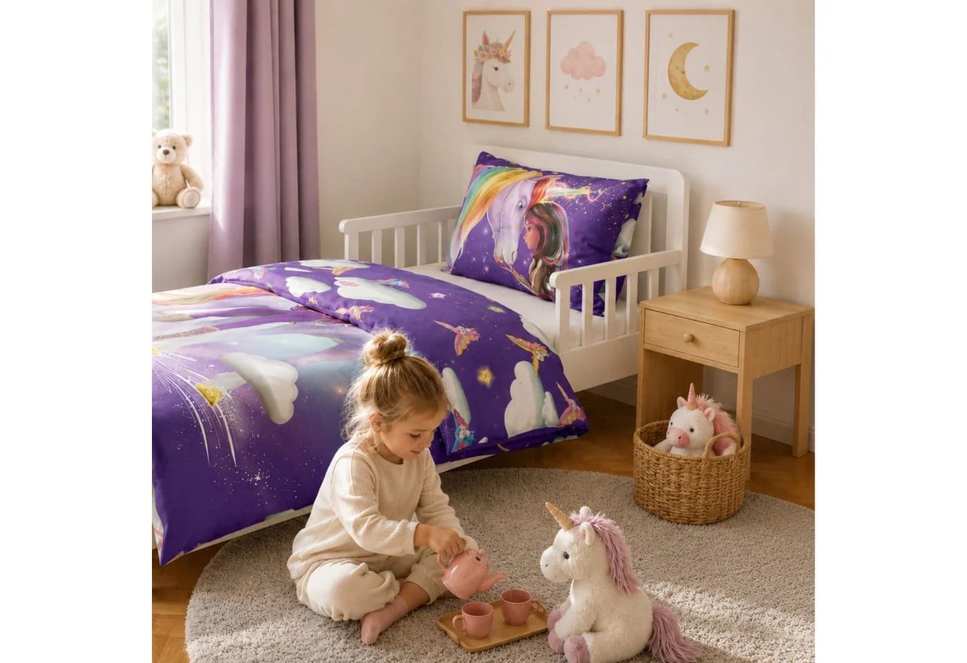 MTOnlinehandel Babybettwäsche Unicorn Academy Renforcé 100% Baumwolle