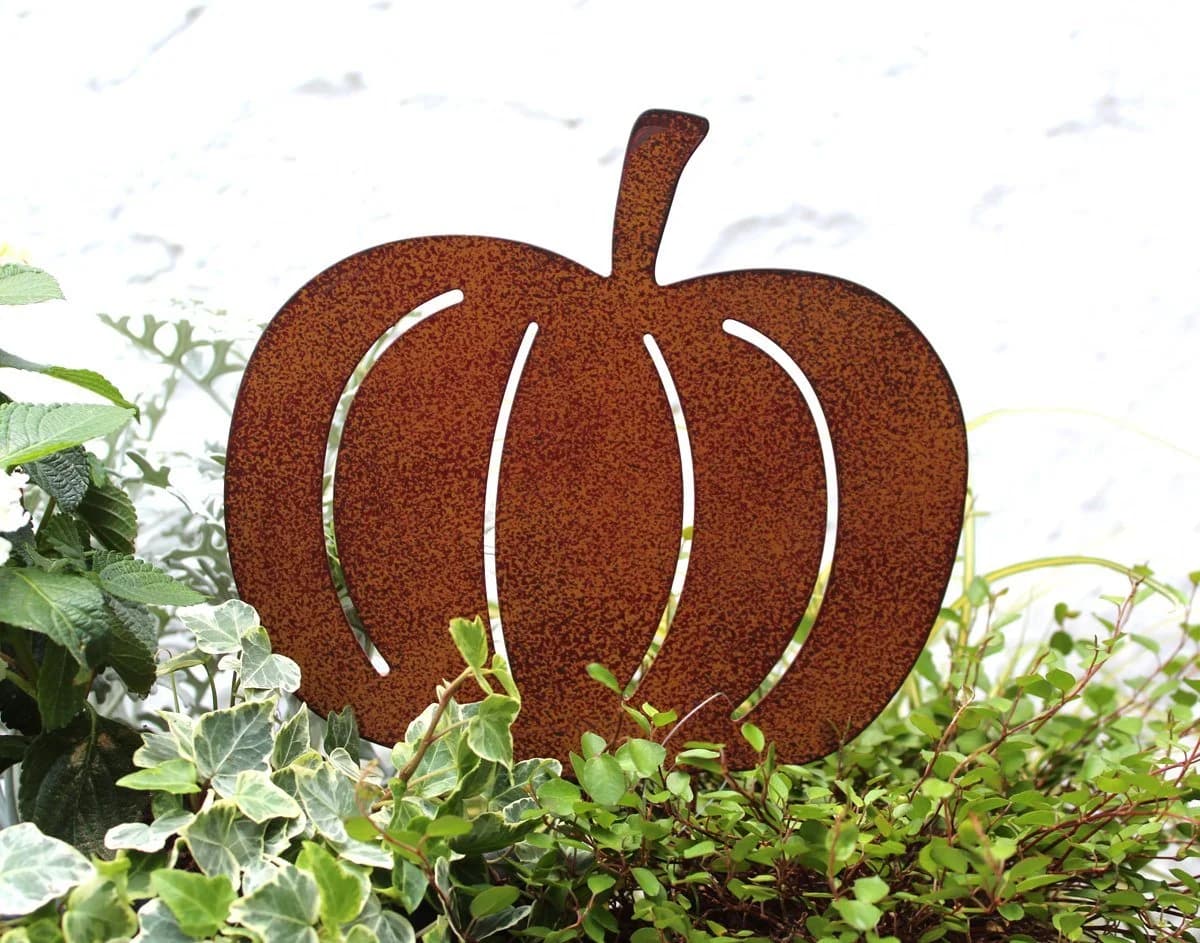 LB H&F Lilienburg Gartenstecker Herbstdeko Kürbis Rost Metall