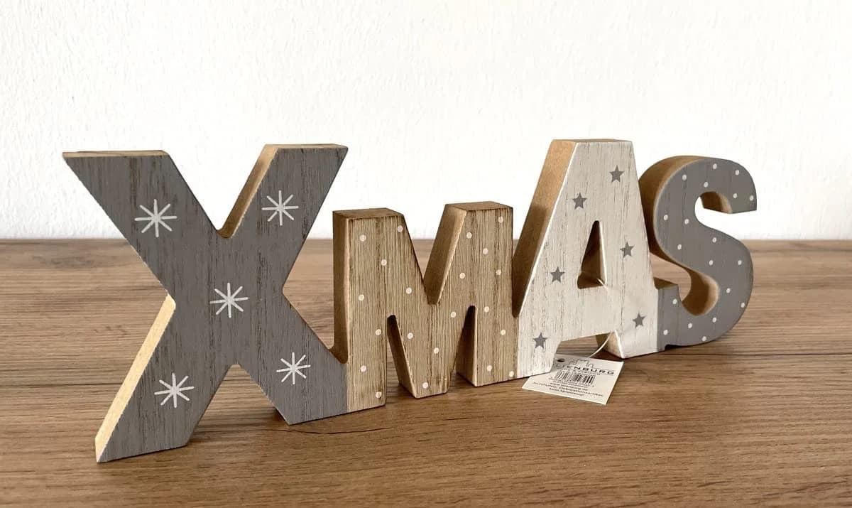 LB H&F Lilienburg Deko-Schriftzug XMAS aus Holz, weiß