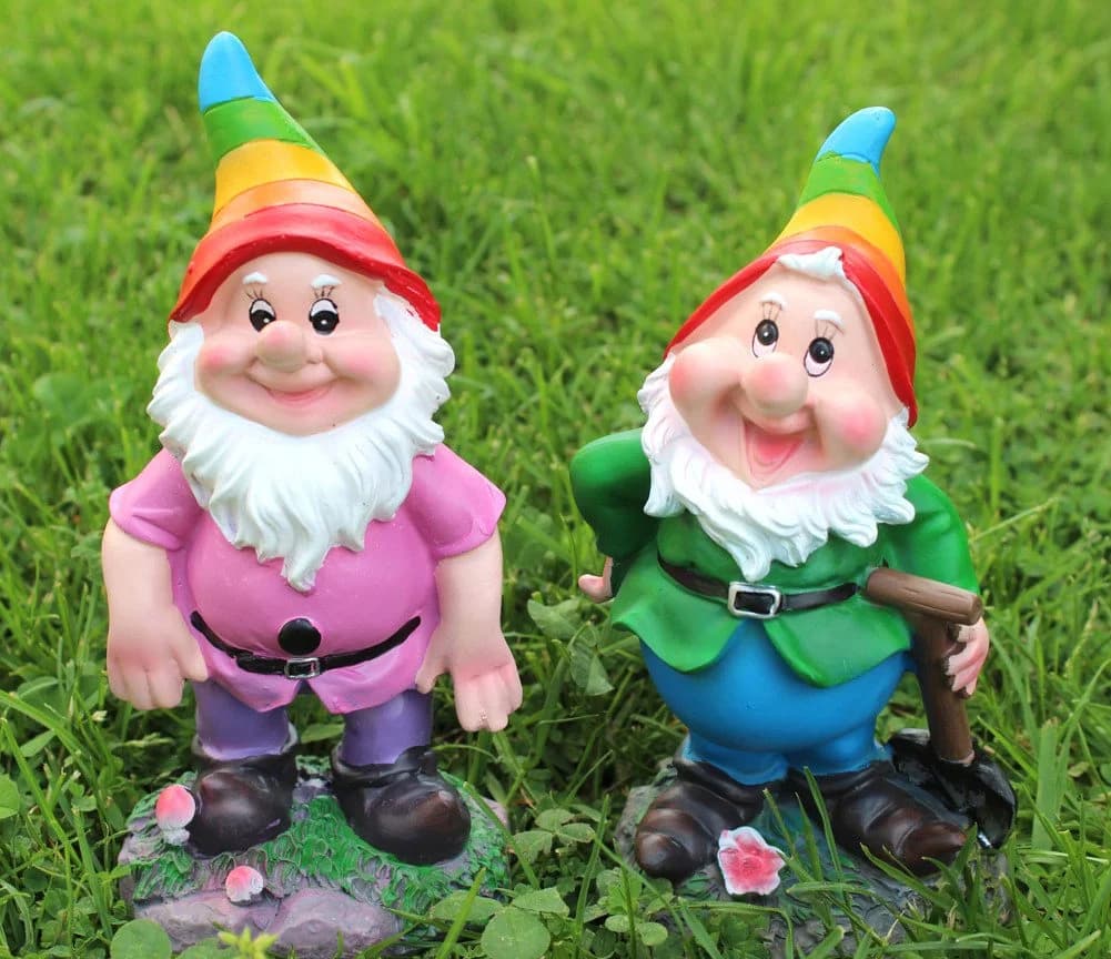 LB H&F Lilienburg Regenbogen Gartenzwerg 2er Set Wetterfest Polyresin