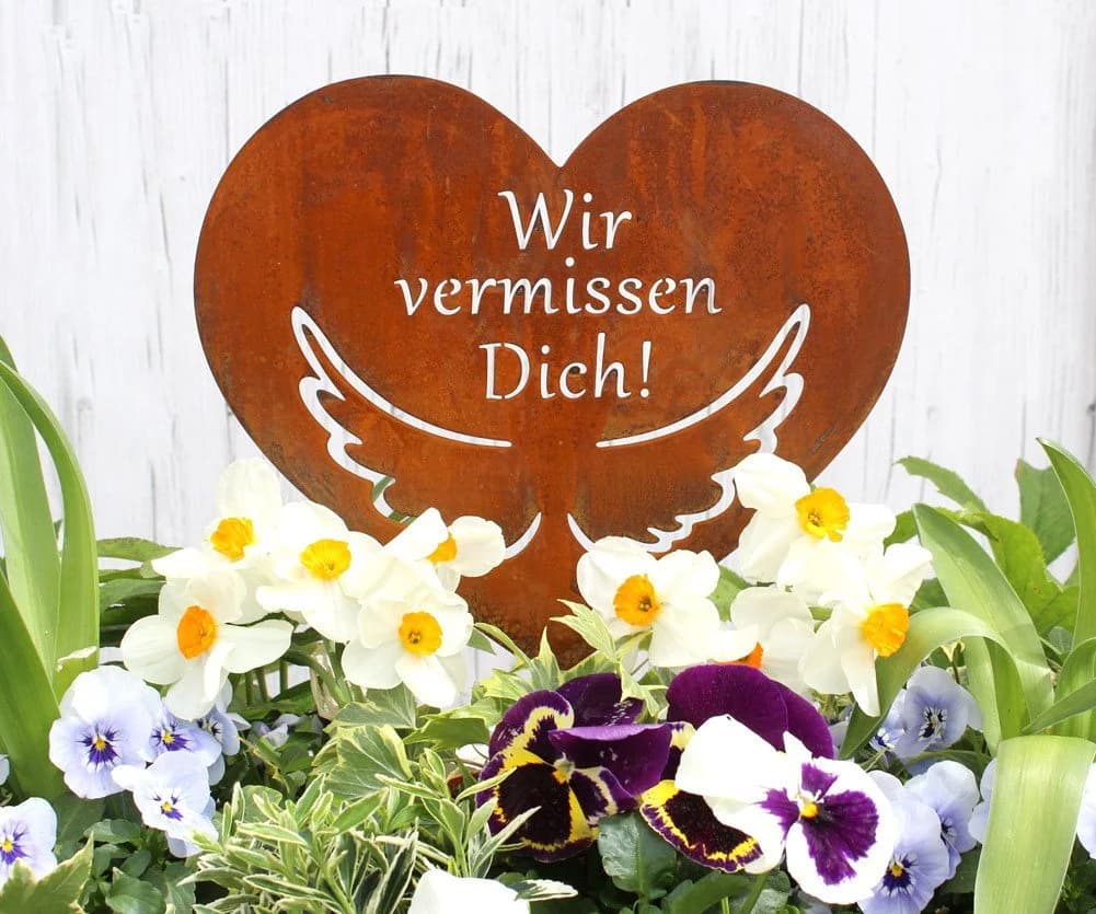 LB H&F Lilienburg Grabherz Rost Metall Wetterfest mit Spruch