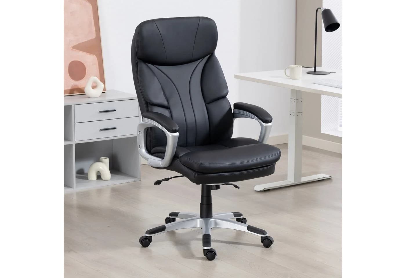 Chefsessel DUO COLLECTION Theodor XXL Schwarz Kunstleder mit Wippfunktion