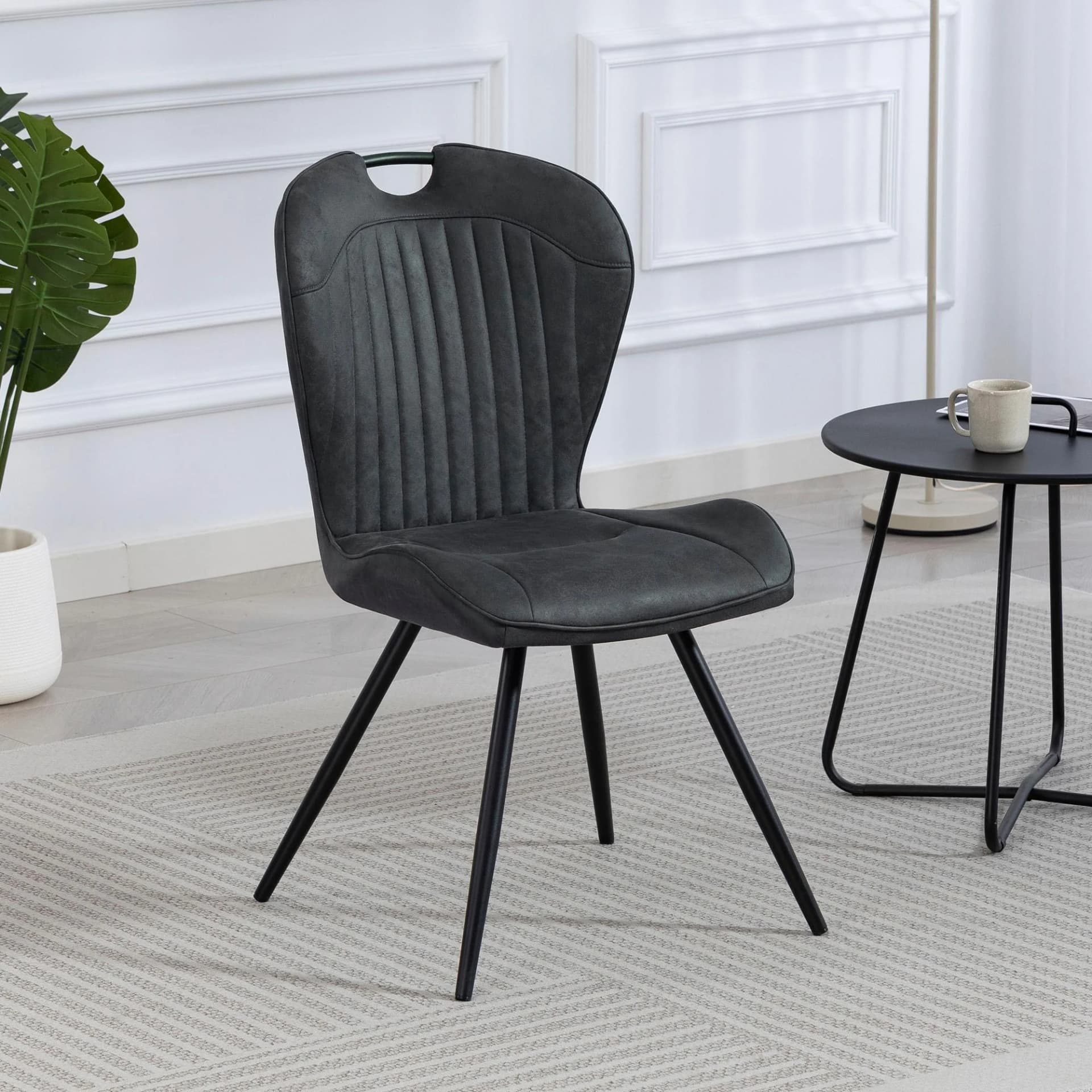 Moderner Esszimmerstuhl aus Polyester, Stoff und Mikrofaser