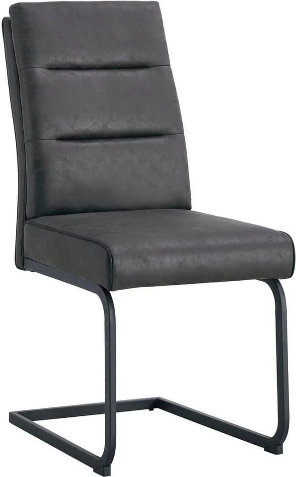Duo Collection Esszimmerstuhl Marga Freischwinger 2er-Set Grau Microfaser